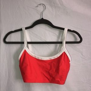 aerie red and white longline bikini top